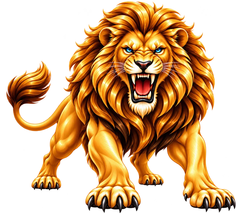 The Info Lion — a roaring golden lion